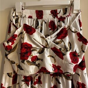 SHEIN Red Floral Skirt Set